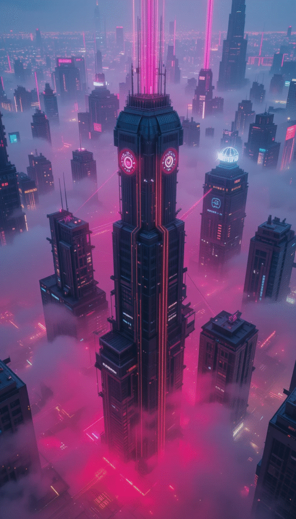 Aerial_View_Cyber_City_Neon_Skyscrapers_Foggy_Night_High_Tech_Future_mobile_phone_wallpaper_H