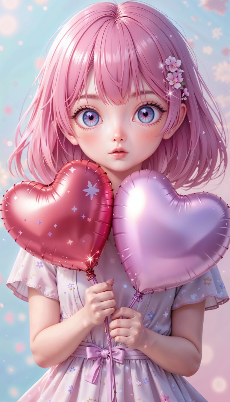 Cute_Anime_Girl_With_Pink_Hair_Holding_Heart_Balloon_Pastel_Background_mobile_phone_wallpaper_HD