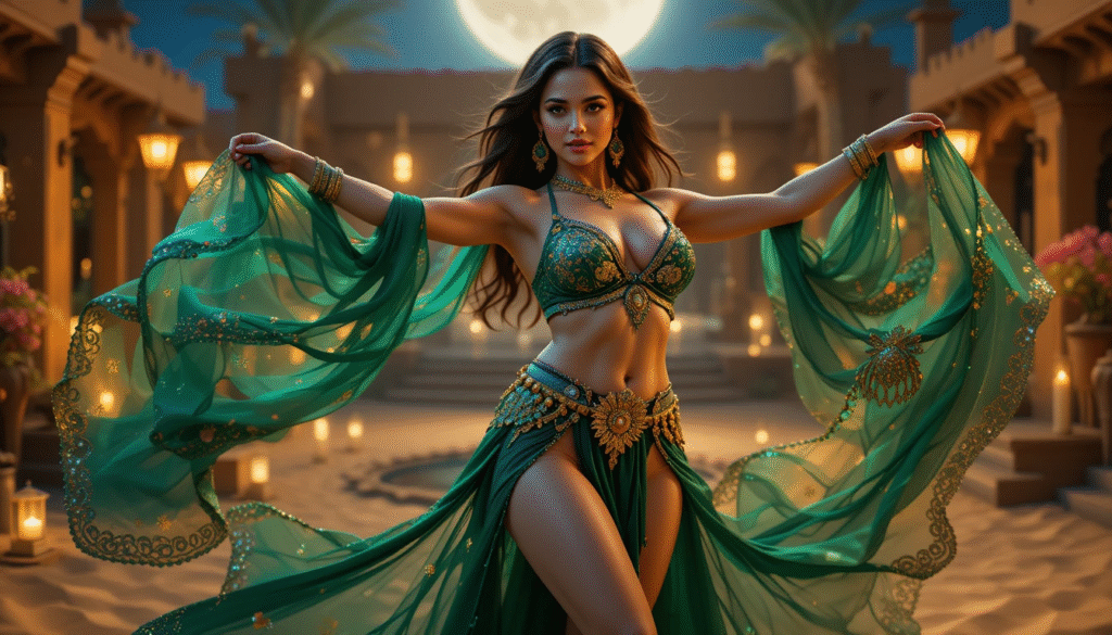 Hot-and-beautiful-Belly-Dancer-in Green-Outfit