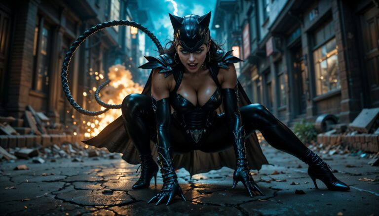 Hot_and_Bold_catwoman_in_Attacking_Position__with_whip_in_background_Blast_Wallpaper