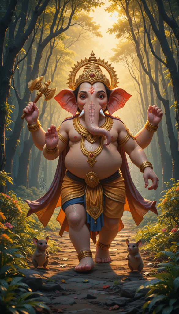 Indian-God-Ganesha-in-jungle-beautiful-environment