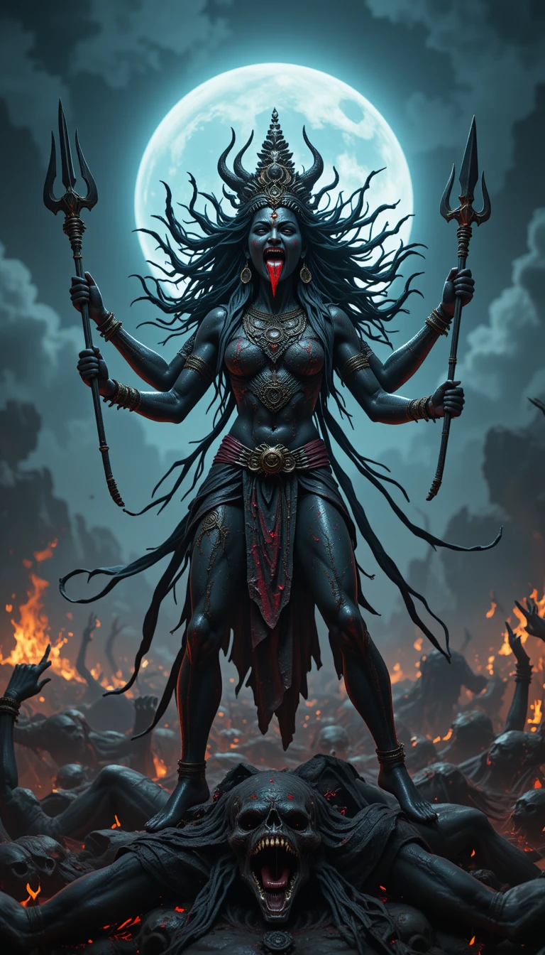 Indian-Godess-Kali-in-fiercy-angry-look