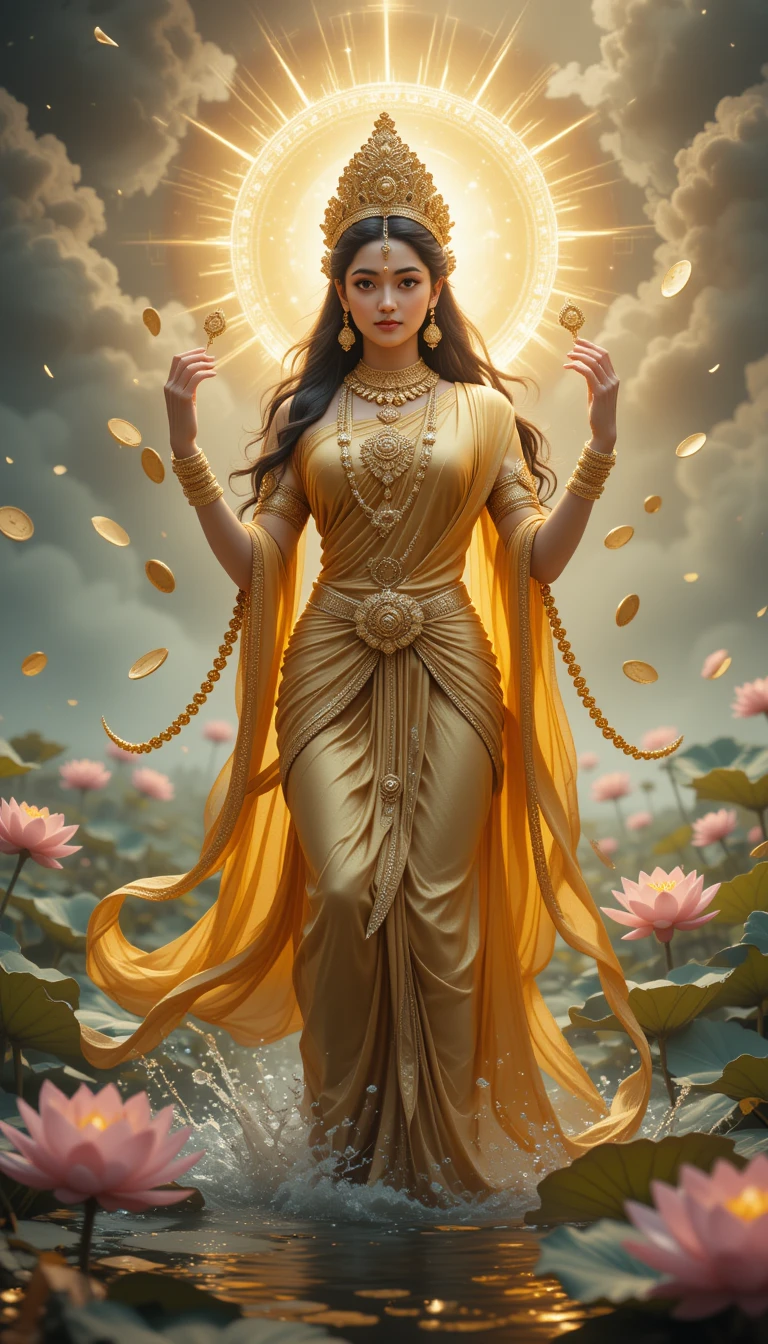 Indian-Godess-Laxmi-in-Golden-Saree-look