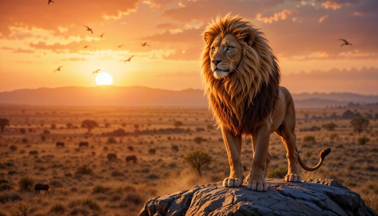 Majestic_lion_on_Pride_Rock_at_sunset_Lion_King_inspired_ultra_realistic_4K_wallpaper_golden_mane_amber_eyes_African_savanna_dramatic_sky_photorealism_wildlife_art