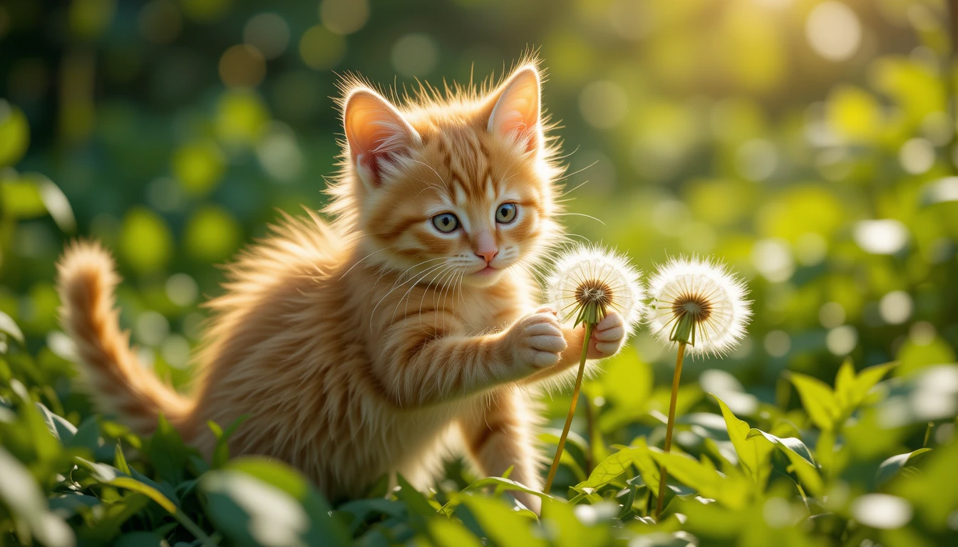 Playful_orange_tabby_kitten_batting_at_dandelion_sunlit_garden_ultra-HD_4K_photorealistic_lush_green_background_detailed_fur_natural_lighting_cat_wallpaper