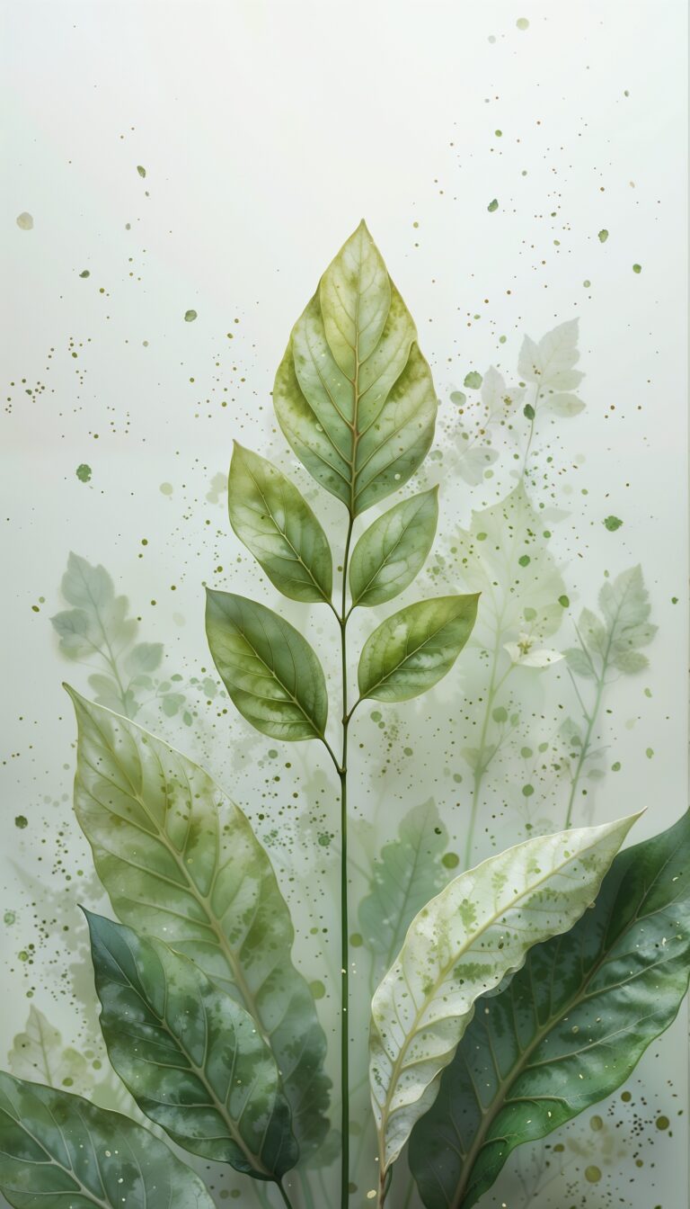 Single_Leaf_Illustration_White_Background_Minimal_Green_Elegant_Style_mobile_phone_wallpaper_HD