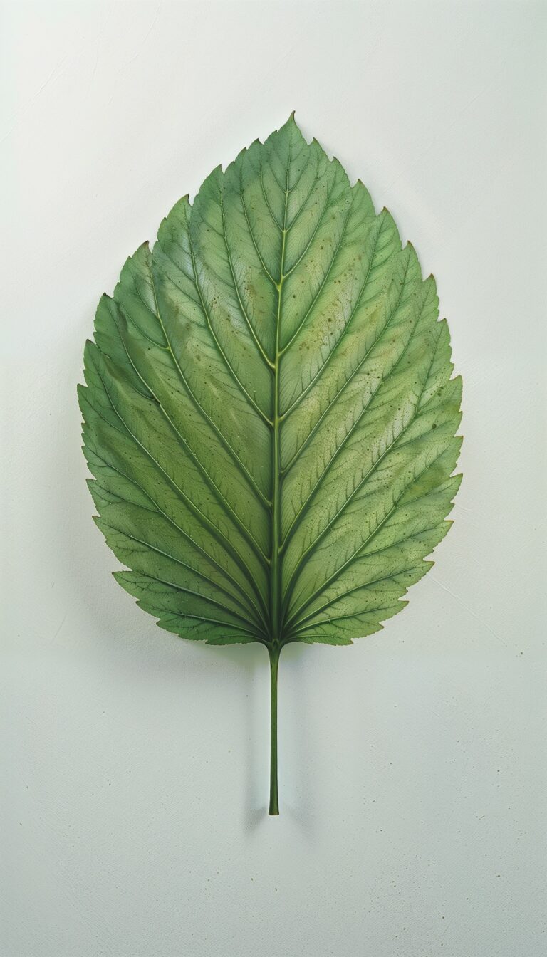 Single_Leaf_Illustration_White_Background_Minimal_Green_Elegant_Style_mobile_phone_wallpaper_HD