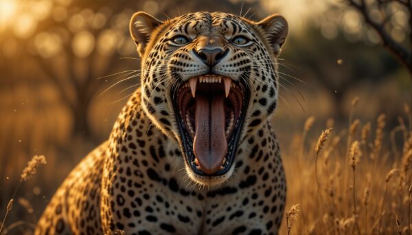 roaring_leopard_wallpaper_sunset_wildlife_photography_aggressive_pose_national_geographic_style