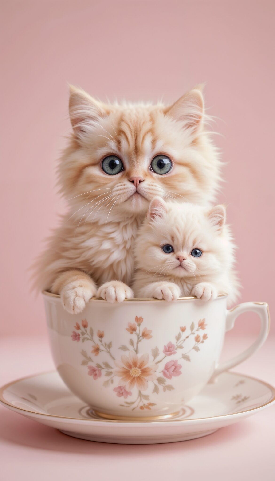 scottish_fold_cat_in_teacup_with_pomeranian_puppy_pastel_cute_animal_mobile_phone_wallpaper_HD