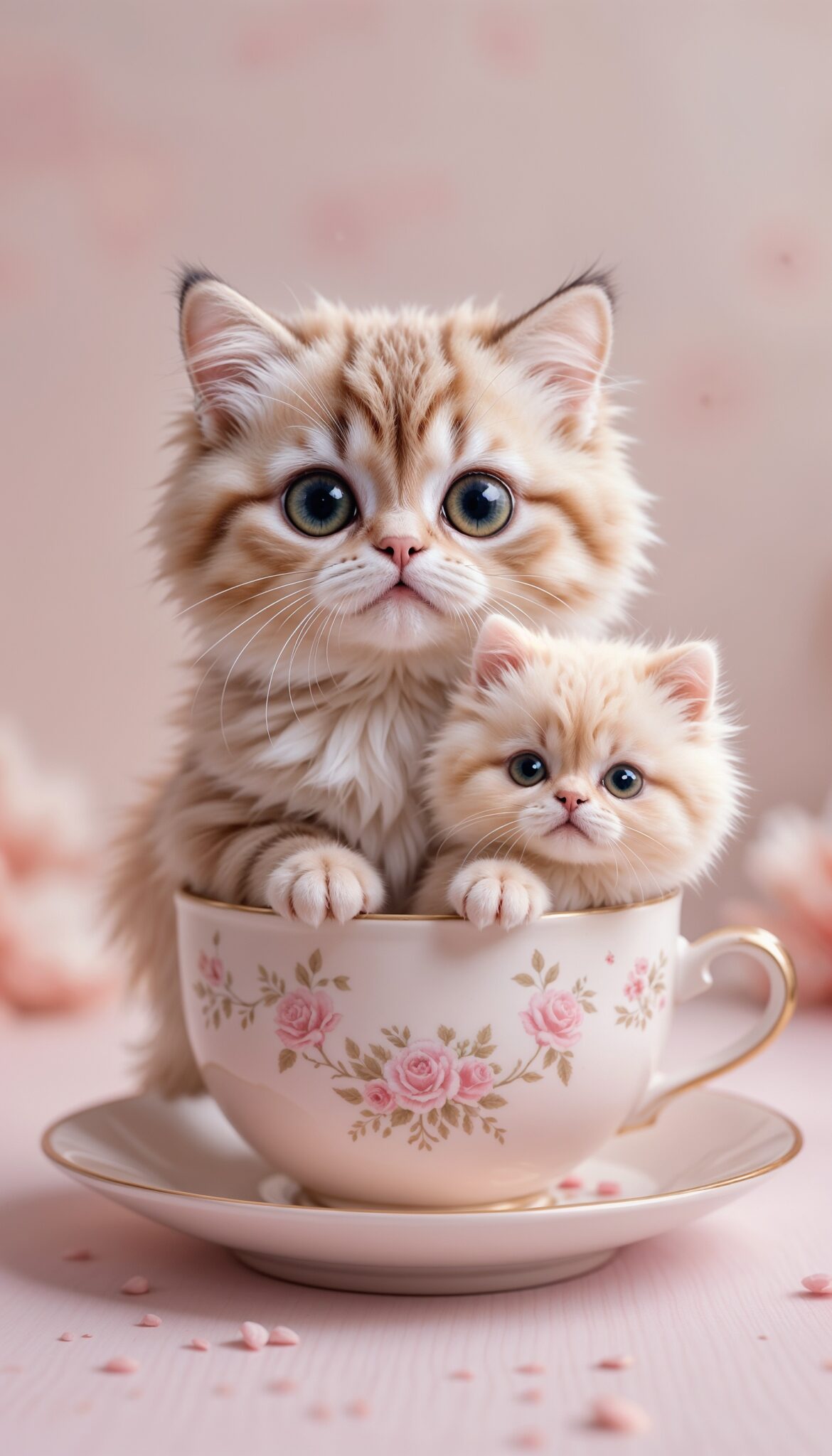 scottish_fold_cat_in_teacup_with_pomeranian_puppy_pastel_cute_animal_mobile_phone_wallpaper_HD