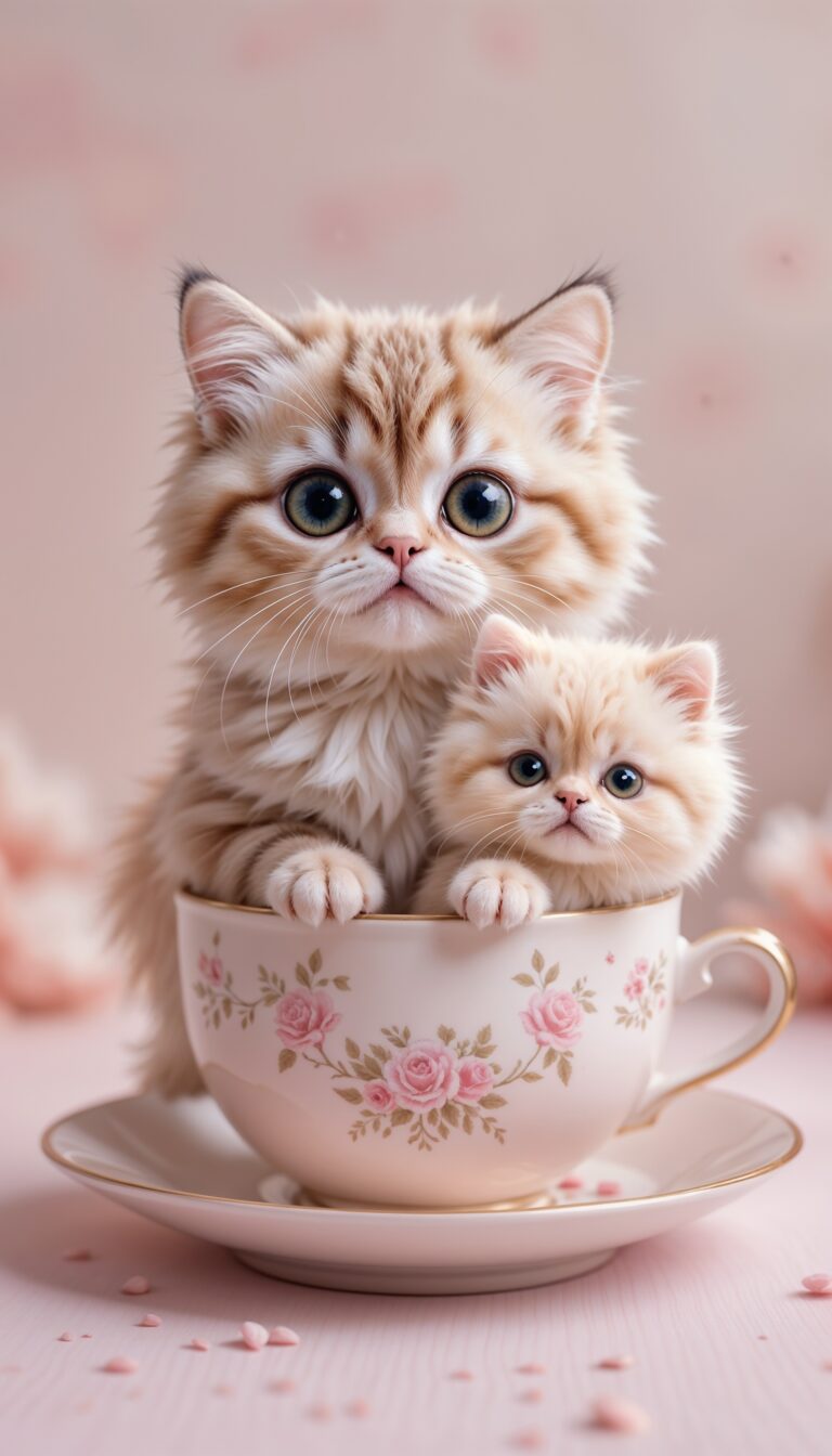 scottish_fold_cat_in_teacup_with_pomeranian_puppy_pastel_cute_animal_mobile_phone_wallpaper_HD
