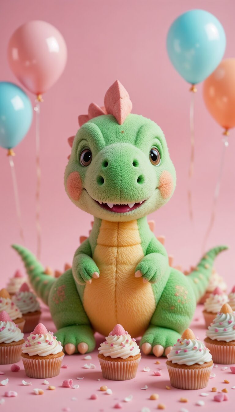 Kawaii_Dinosaur_Plush_With_Cupcakes_And_Balloons_On_Pastel_Pink_Cute_Wallpaper_For_Phone