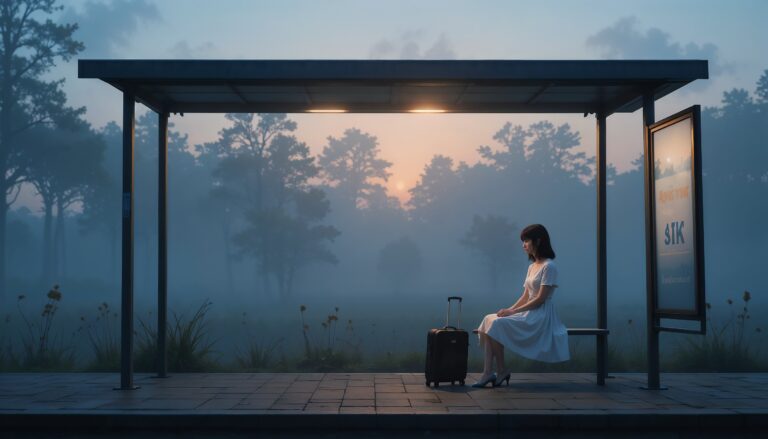 Anime_Girl_In_White_Dress_At_Bus_Stop_Alone_At_Dawn_With_Suitcase_And_Sad_Eyes_Image_Of_Sad_Anime