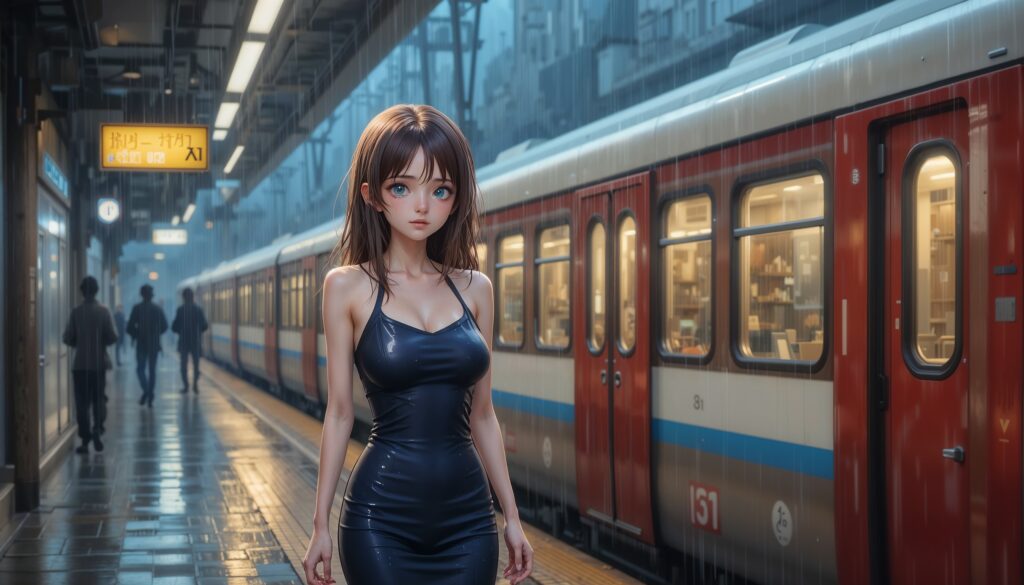 Last Goodbye – Train Station Tears 1 Beautiful_Anime_Girl_At_Train_Station_In_Tight_Dress_Under_Rain_With_Tears_Image_Of_Sad_Anime