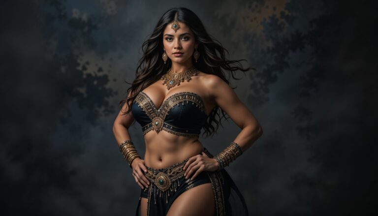 Black_And_Gold_Belly_Dancer_With_Voluptuous_Figure_Hips_42_Waist_30_Chest_40_In_Studio_Setting_Arabic_Model_mobile_phone_wallpaper_HD