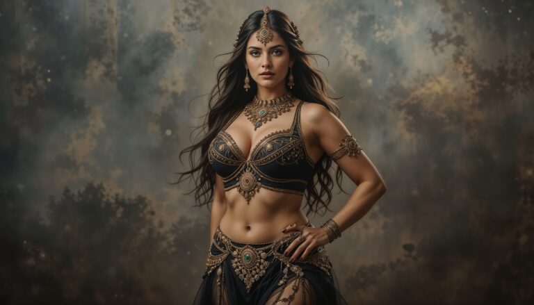 Black_And_Gold_Belly_Dancer_With_Voluptuous_Figure_Hips_42_Waist_30_Chest_40_In_Studio_Setting_Arabic_Model_mobile_phone_wallpaper_HD
