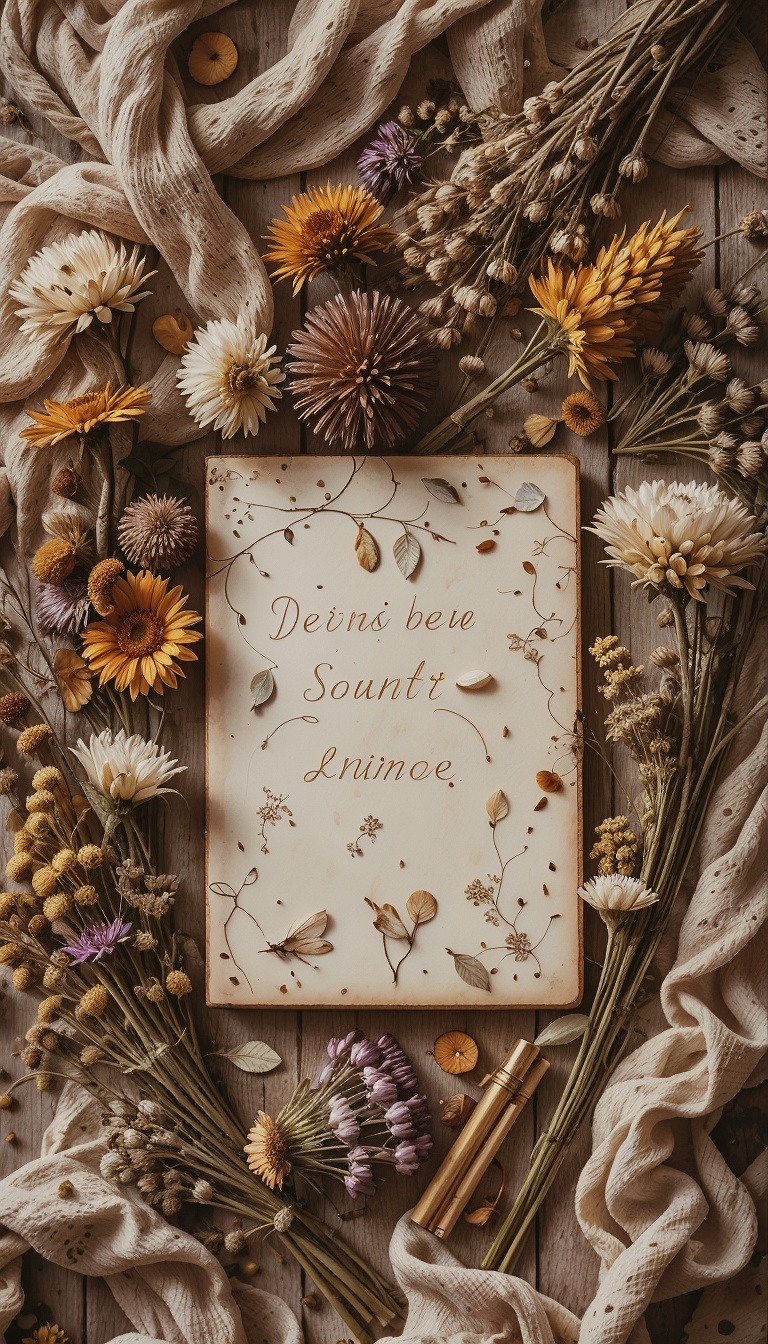 Boho_Aesthetic_Flat_Lay_With_Dried_Flowers_And_Journal_mobile_phone_wallpaper_HD