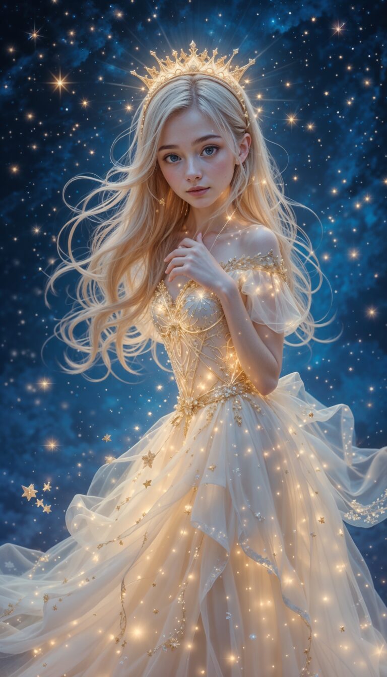 Celestial_Galaxy_Princess_With_Glowing_Dress_Surrounded_By_Stars_And_Constellations_mobile_phone_wallpaper_HD_Best_Wallpapers_for_Girls