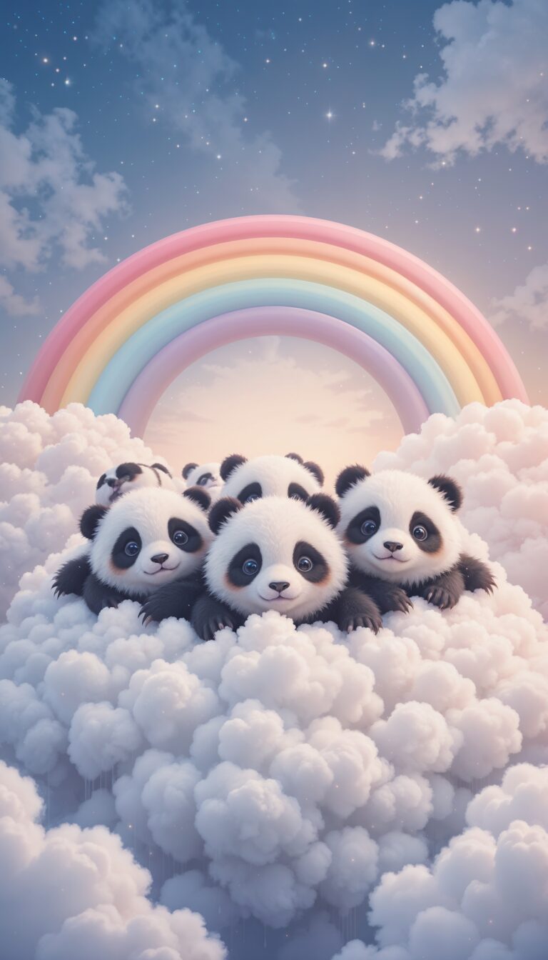 Chubby_Baby_Pandas_Lying_On_Clouds_With_Pastel_Rainbows_Cute_Wallpaper_For_Phone