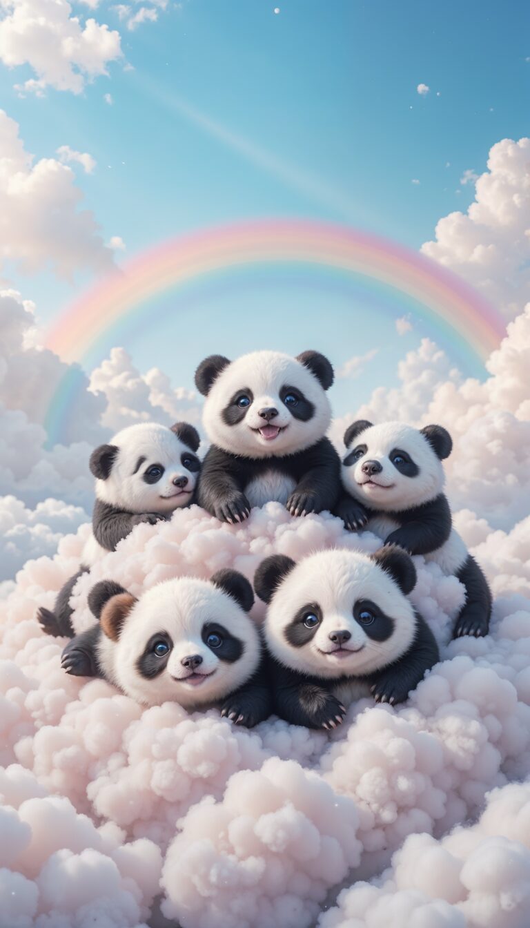 Chubby_Baby_Pandas_Lying_On_Clouds_With_Pastel_Rainbows_Cute_Wallpaper_For_Phone