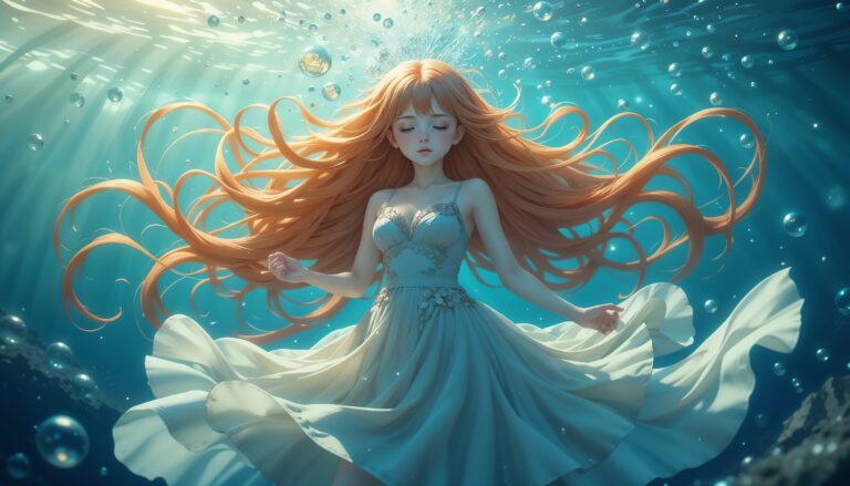 Curvy_Anime_Girl_Underwater_With_Eyes_Closed_And_Flowing_Dress_Surrounded_By_Bubbles_Image_Of_Sad_Anime