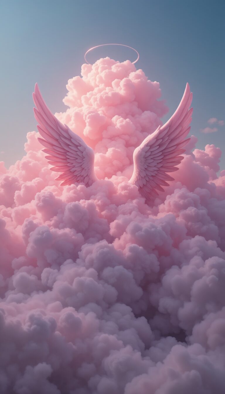 Dreamy_Pink_Cloudscape_With_Angel_Wings_And_Halo_Floating_In_The_Sky_Ethereal_Serene_Feeling_mobile_phone_wallpaper_HD_Best_Wallpapers_for_Girls