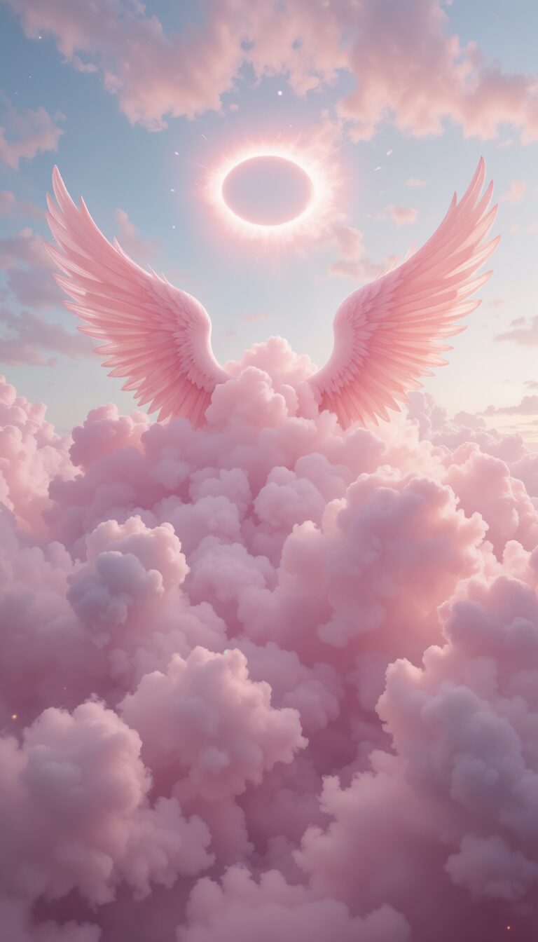 Dreamy_Pink_Cloudscape_With_Angel_Wings_And_Halo_Floating_In_The_Sky_Ethereal_Serene_Feeling_mobile_phone_wallpaper_HD_Best_Wallpapers_for_Girls