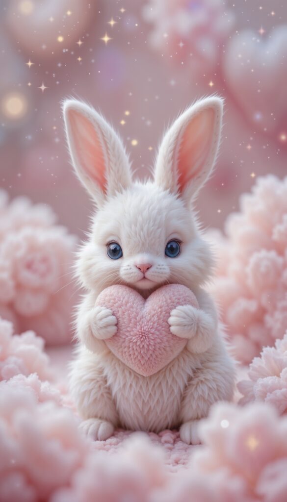 Fluffy_White_Bunny_With_Heart_Soft_Toy_On_Pastel_Background_With_Sparkles_Cute_Wallpaper_For_Phone