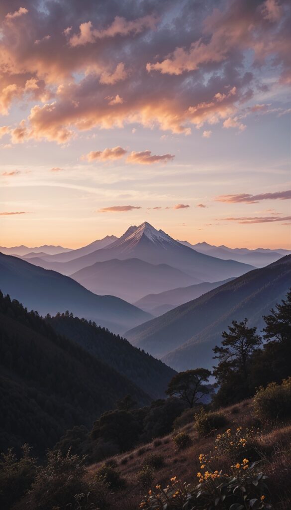Golden_Hour_Mountain_Landscape_With_Peach_Sky_And_Silhouette_Hills_mobile_phone_wallpaper_HD