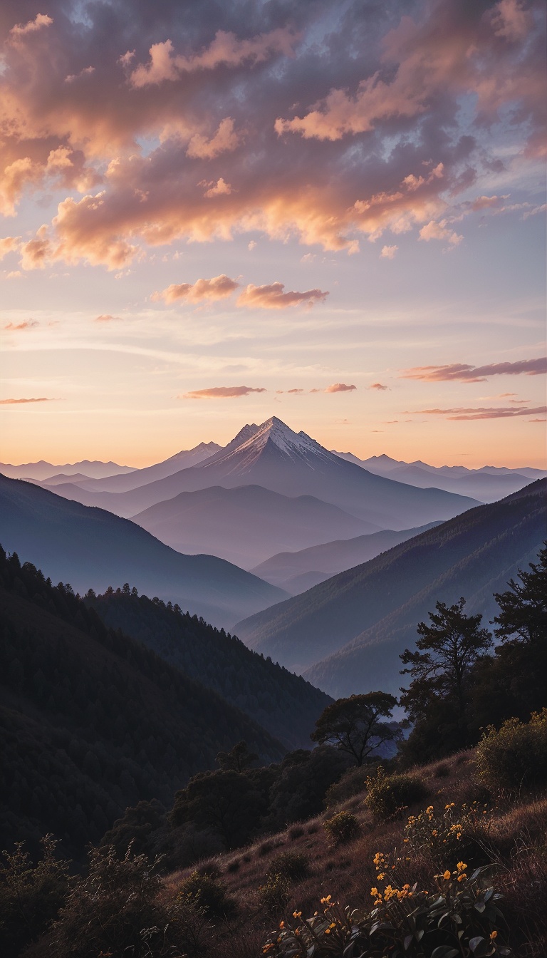 Golden_Hour_Mountain_Landscape_With_Peach_Sky_And_Silhouette_Hills_mobile_phone_wallpaper_HD