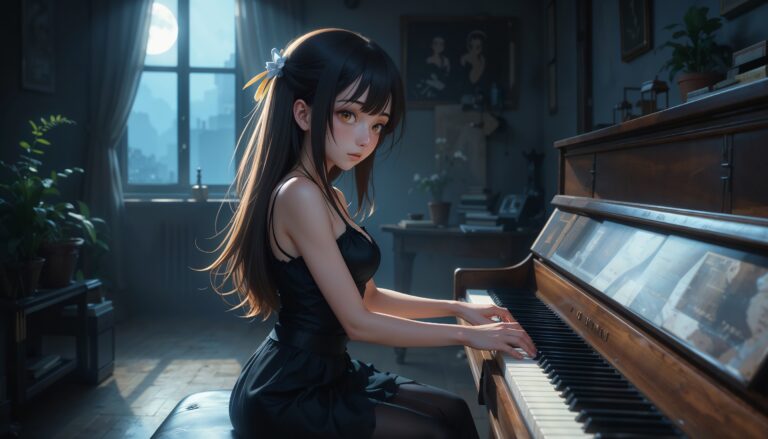Hot_Anime_Girl_Crying_Playing_Piano_In_Dim_Room_With_Moonlight_And_Black_Dress_Image_Of_Sad_Anime