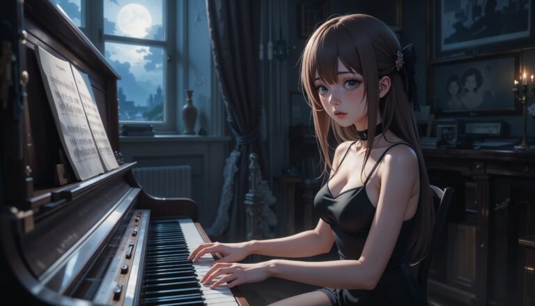 Hot_Anime_Girl_Crying_Playing_Piano_In_Dim_Room_With_Moonlight_And_Black_Dress_Image_Of_Sad_Anime