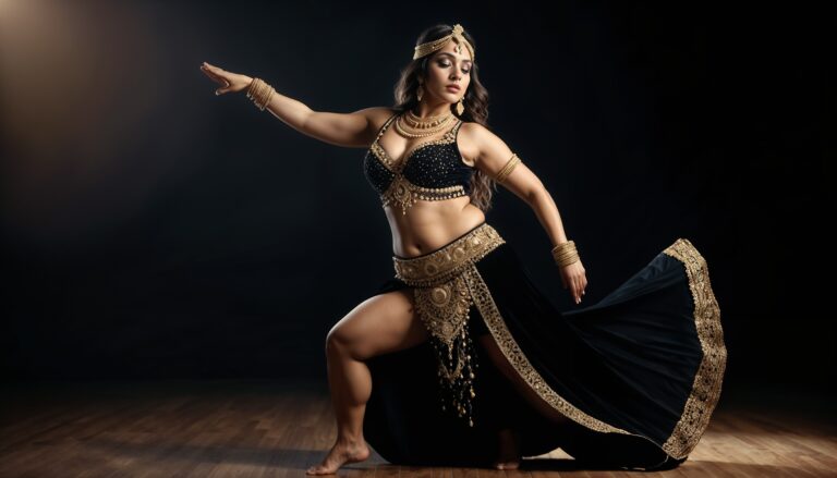 In_Dramatic_Studio_Curvy_Belly_Dancer_In_Velvet_And_Gold_Costume_mobile_phone_wallpaper_HD