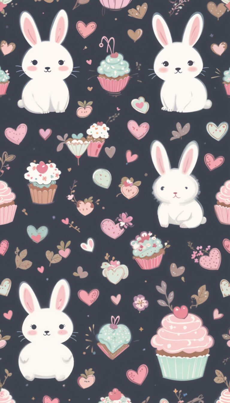 Kawaii_Style_Cute_Bunnies_Hearts_And_Cupcakes_Pastel_Pink_And_Mint_Tones_mobile_phone_wallpaper_HD_Best_Wallpapers_for_Girls