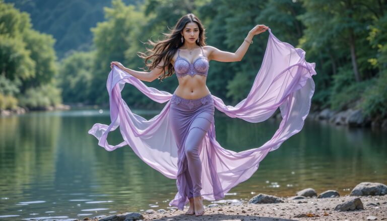 Lavender_Belly_Dancer_Dancing_By_Riverside_With_Arabic_Grace_mobile_phone_wallpaper_HD