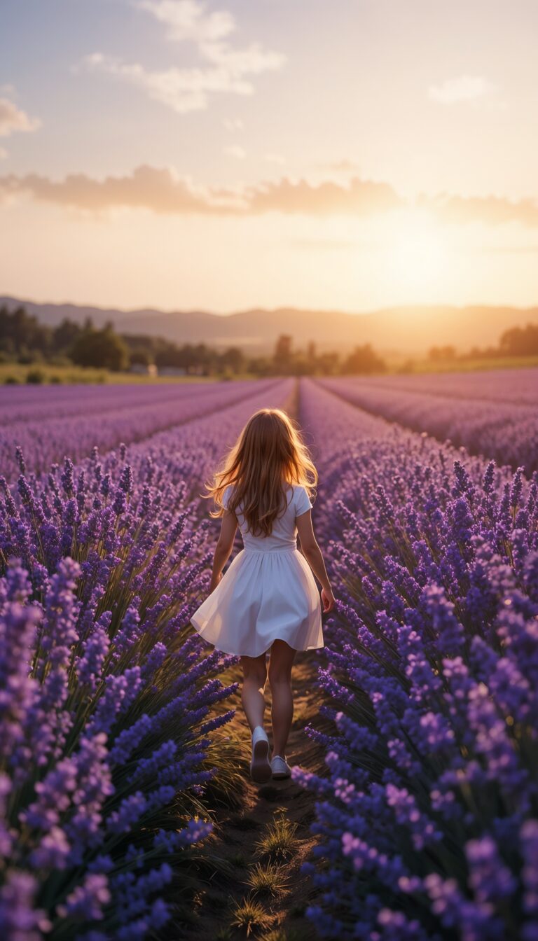Lavender_Field_At_Golden_Hour_Girl_In_White_Dress_Running_Through_Flowers_Soft_Light_Effects_mobile_phone_wallpaper_HD_Best_Wallpapers_for_Girls