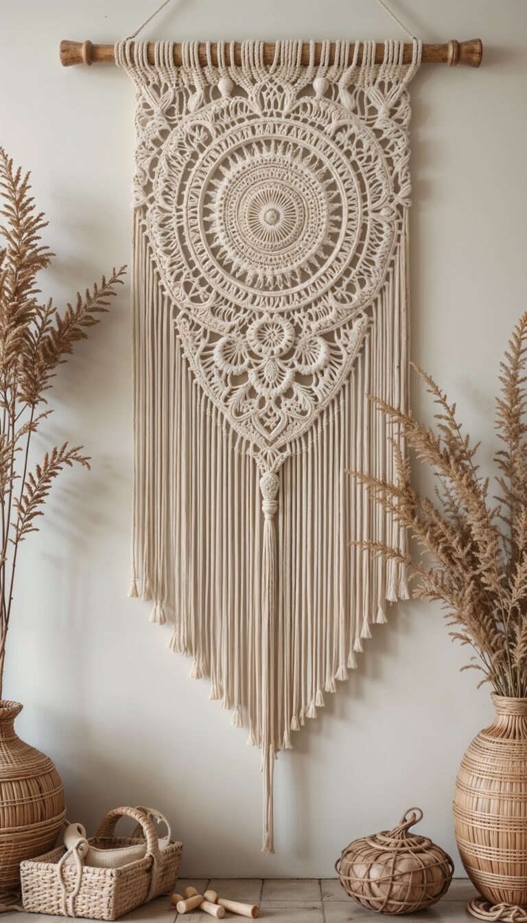Macrame_Wall_Hanging_With_Earthy_Tones_And_Bohemian_Dried_Florals_mobile_phone_wallpaper_HD