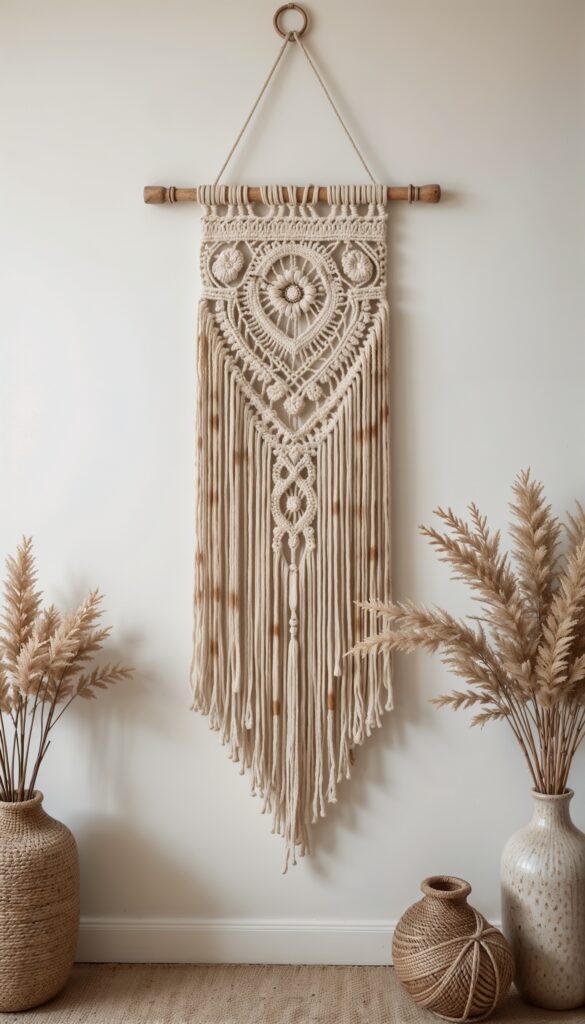 Macrame_Wall_Hanging_With_Earthy_Tones_And_Bohemian_Dried_Florals_mobile_phone_wallpaper_HD