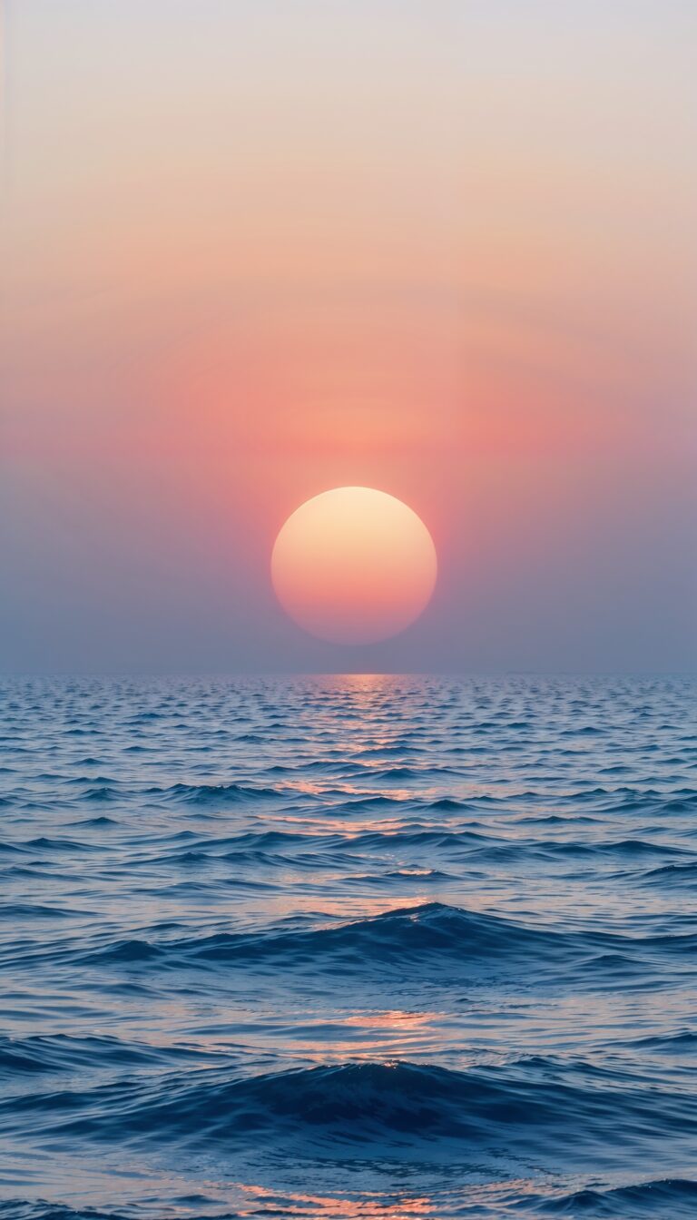 Minimalist_Sunset_Over_Ocean_Horizon_In_Pastel_Tones_mobile_phone_wallpaper_HD