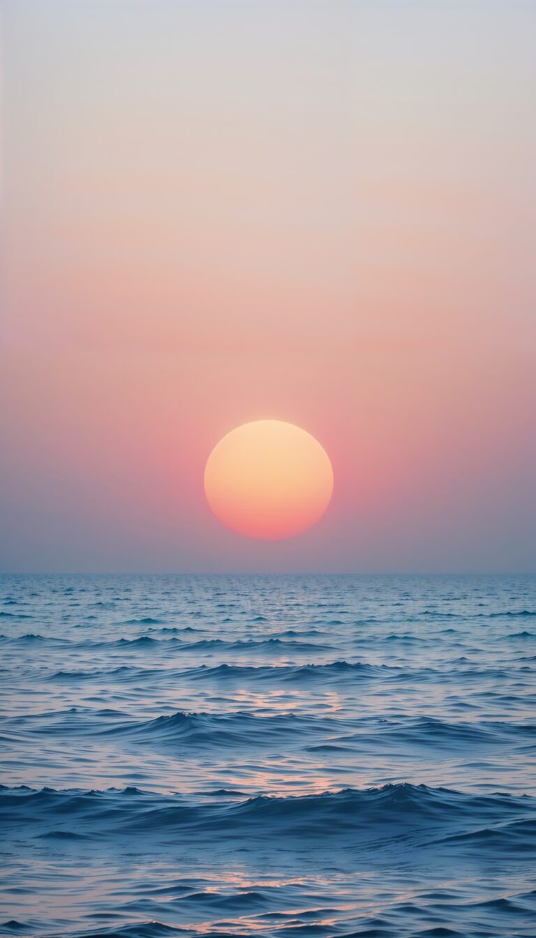 Minimalist_Sunset_Over_Ocean_Horizon_In_Pastel_Tones_mobile_phone_wallpaper_HD