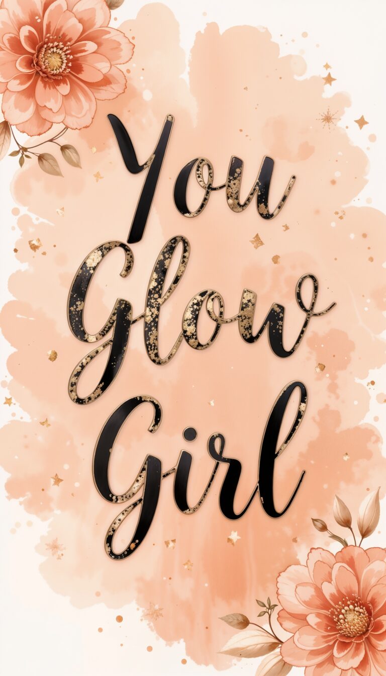 Motivational_Quote_You_Glow_Girl_With_Watercolor_Floral_Background_Peach_And_Gold_Aesthetic_mobile_phone_wallpaper_HD_Best_Wallpapers_for_Girls