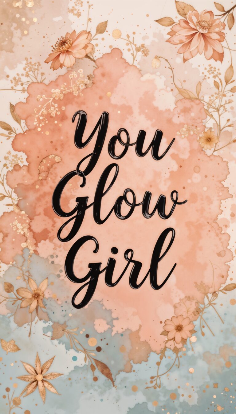Motivational_Quote_You_Glow_Girl_With_Watercolor_Floral_Background_Peach_And_Gold_Aesthetic_mobile_phone_wallpaper_HD_Best_Wallpapers_for_Girls