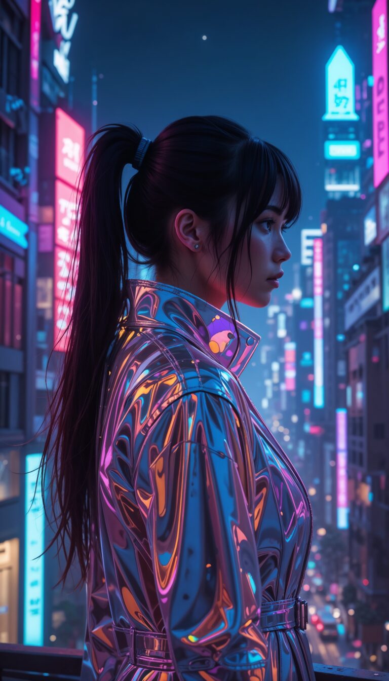 Neon_Lit_Cityscape_With_Futuristic_Girl_In_Holographic_Jacket_Looking_At_Skyline_Cyber_Girl_Aesthetic_mobile_phone_wallpaper_HD_Best_Wallpapers_for_Girls