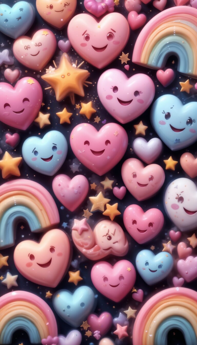 Pastel_Collage_With_Hearts_Stars_Rainbows_And_Smiley_Faces_Playful_And_Cute_Design_mobile_phone_wallpaper_HD_Best_Wallpapers_for_Girls