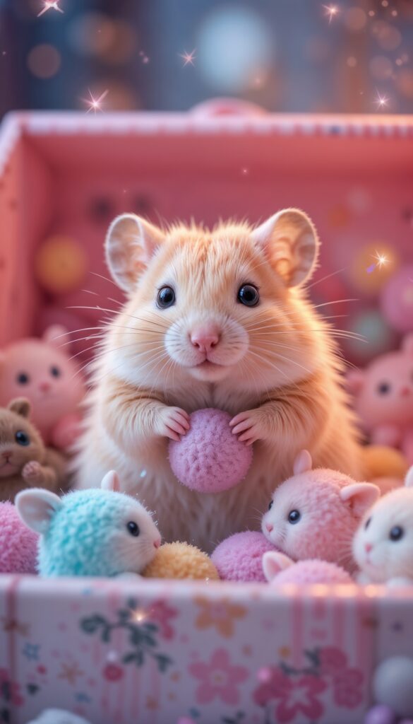 Pastel_Hamster_Playing_With_Tiny_Plushies_In_Toy_Box_Cute_Wallpaper_For_Phone