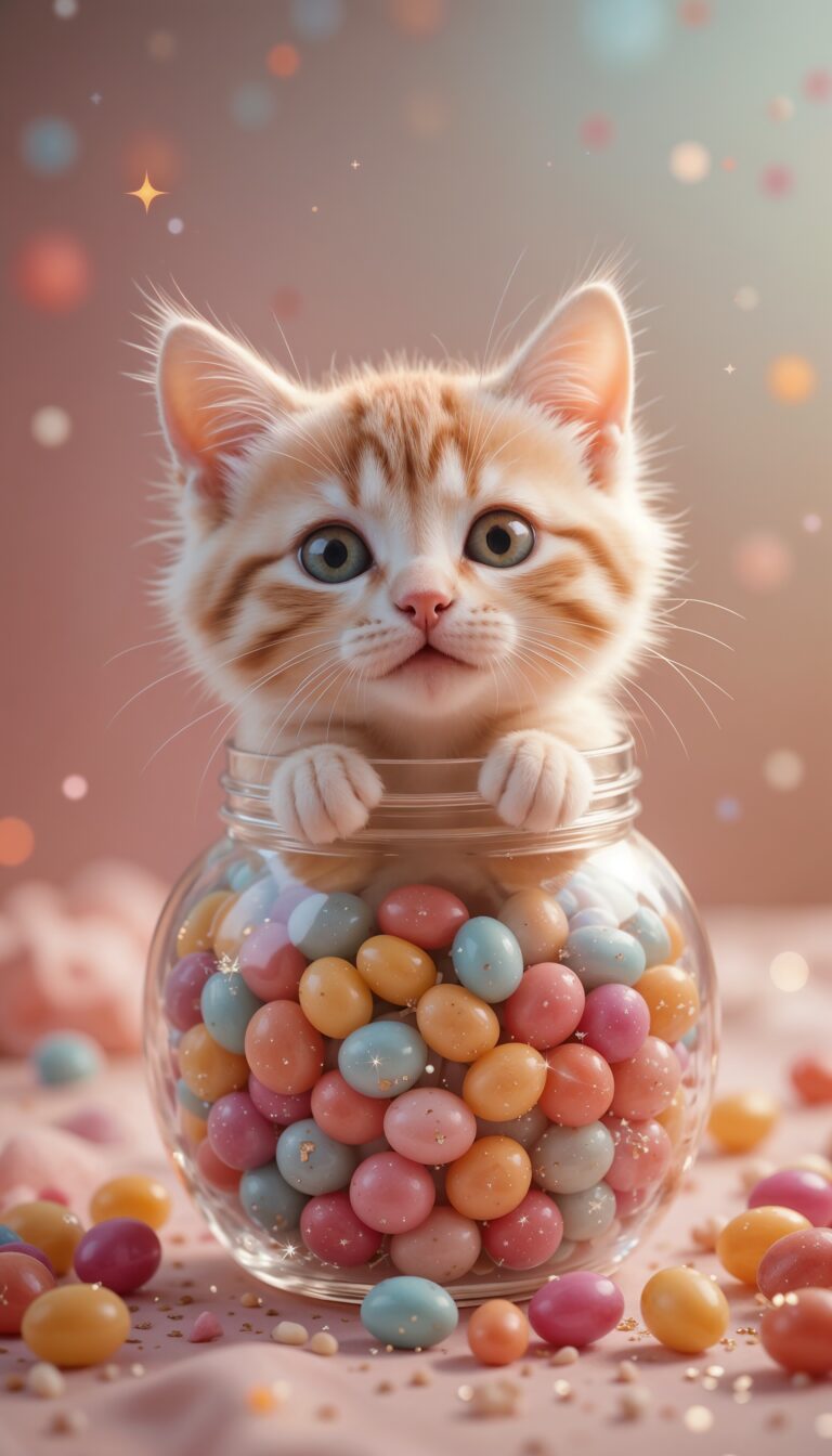 Round_Kitten_Head_In_Pastel_Candy_Jar_With_Jellybeans_And_Sparkles_Cute_Wallpaper_For_Phone