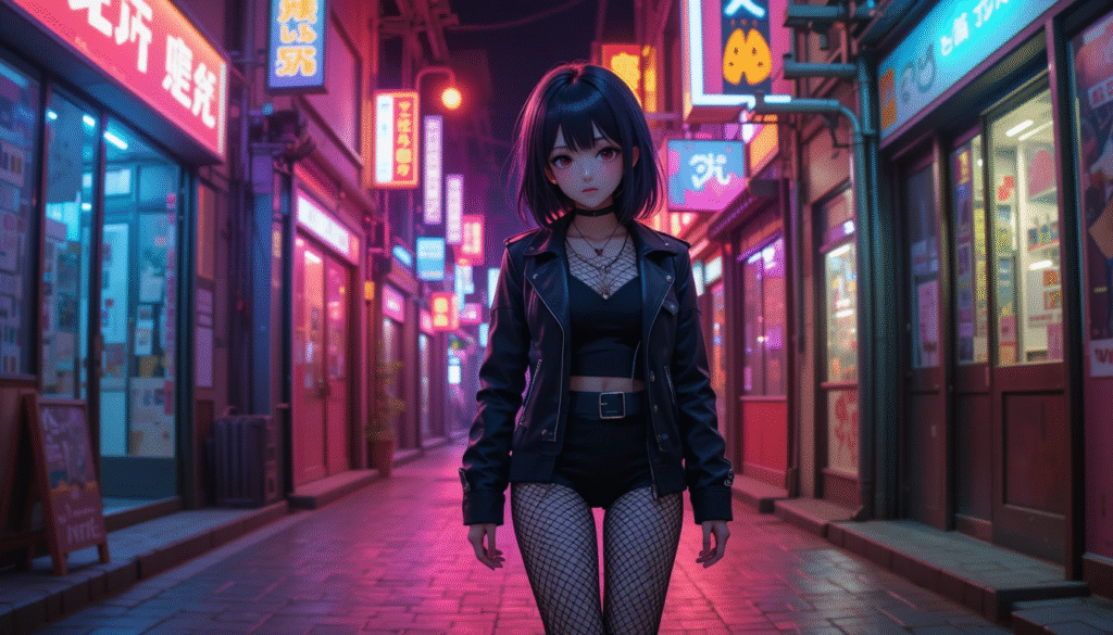 Behind the Strength – Anime Alley Sadness 1 Sad_Anime_Girl_In_Fishnet_Tights_Walking_Through_Neon_Alley_With_Tears_Image_Of_Sad_Anime