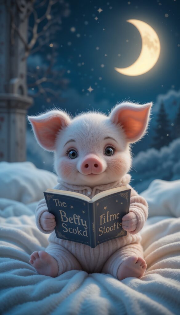 Soft_Toy_Piglet_Wearing_Pajamas_Holding_Bedtime_Storybook_Under_Moon_Cute_Wallpaper_For_Phone