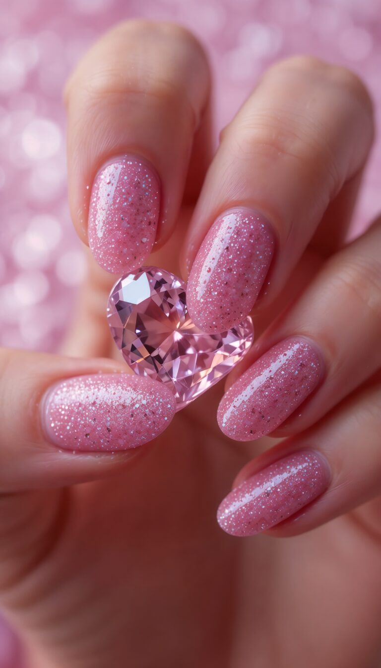 Sparkly_Pink_Nails_Holding_Crystal_Heart_With_Glitter_Background_Glam_And_Chic_Aesthetic_mobile_phone_wallpaper_HD_Best_Wallpapers_for_Girls