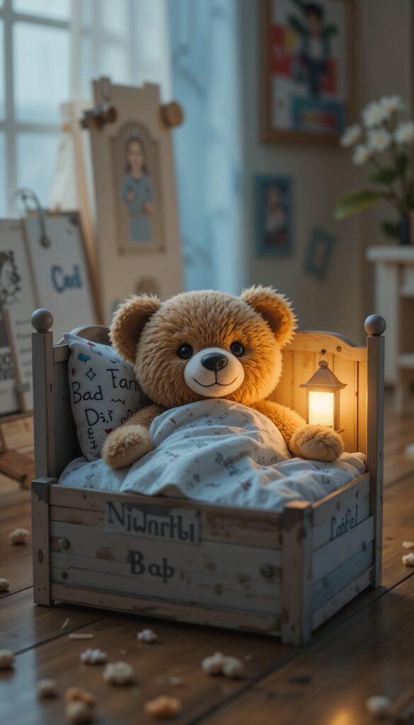 Teddy_Bear_Tucked_Into_Matchbox_Bed_With_Tiny_Glowing_Night_Light_Cute_Wallpaper_For_Phone